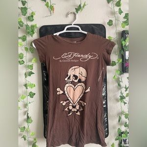 Ed Hardy Brown Skull Top